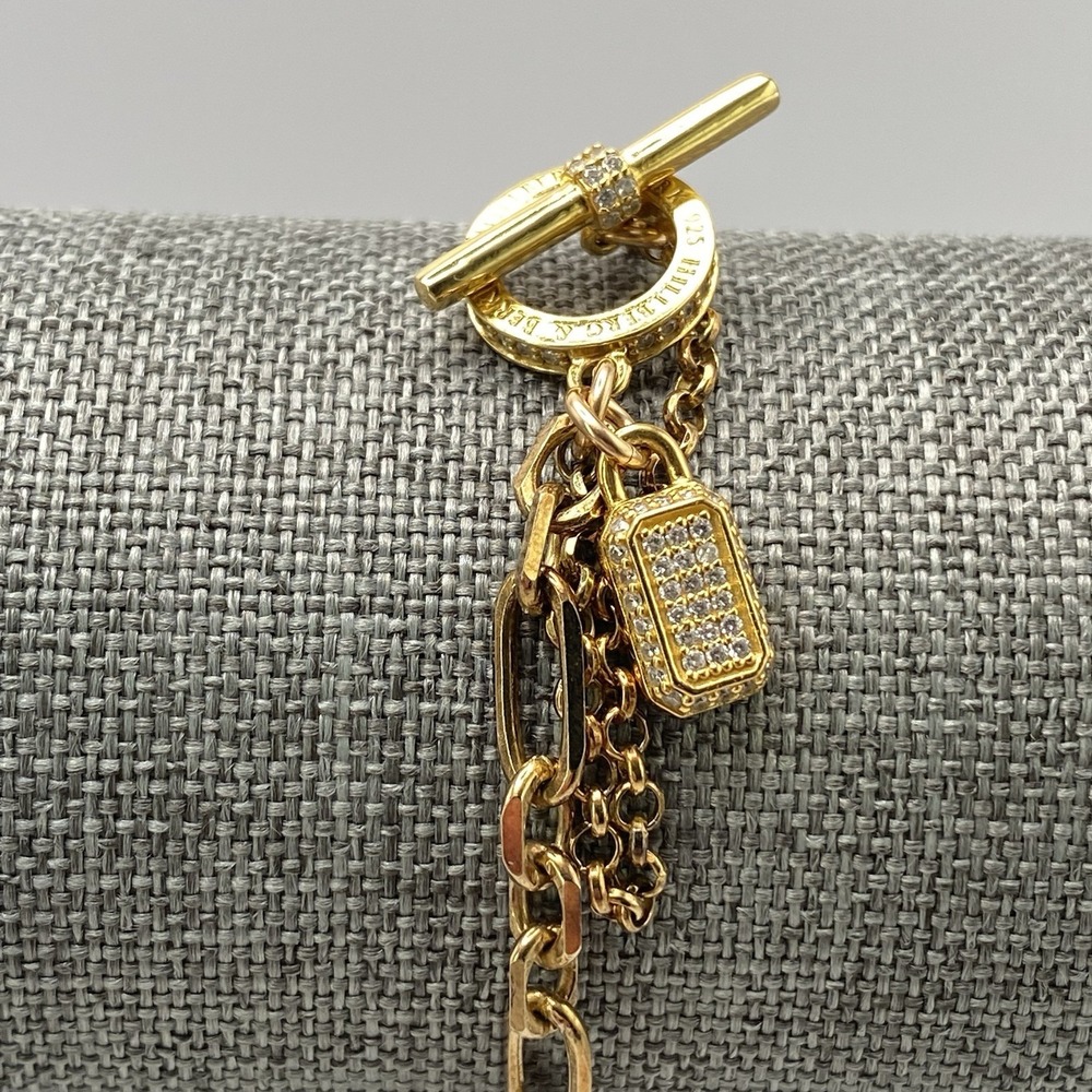 Hillberg & Berk 925 Gold Paperclip Bracelet Vintage CZ Lock Charm